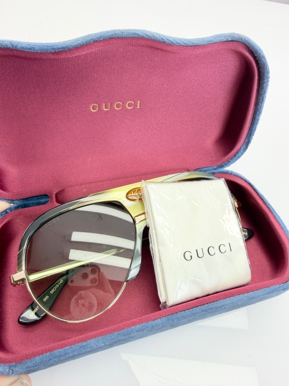 Gucci GG0477S Icon Unisex Aviator Sunglasses - Picture 14 of 14